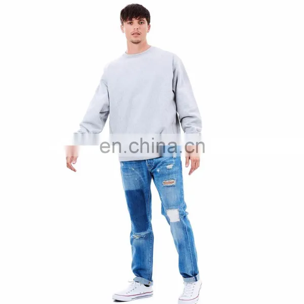 Raglan Sleeve Pullover Fashion Plain 100 Polyester Slim Fit Wholesale Crewneck Sweatshirt Men photo-2