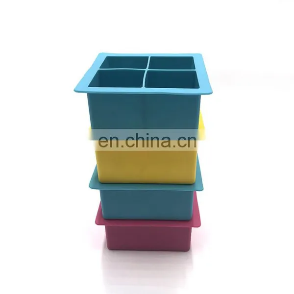 Practical Silicone Ice Cube Box and Mold With Square Shape and 4 Plaid for Cake in Summer photo-3