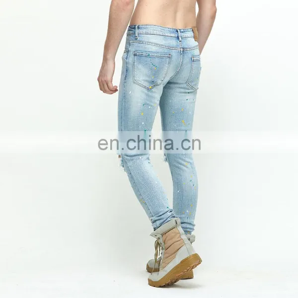 DiZNEW Printed Denim Jeans Manufacturers Wholesale Men Stretch Destroyed Jeans photo-5