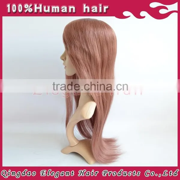 Eleagnt Lady Hairstyle Rose Color Silk Base Malaysian Virgin Remy Hair Wig Toupee photo-3