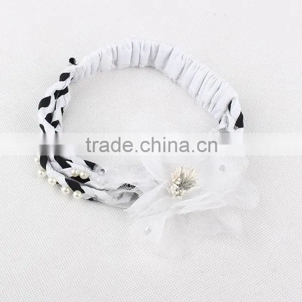 2015 On Discount Kids Hair Accessories Girl Handmade Flower Beaded Elastic Hair Band photo-6