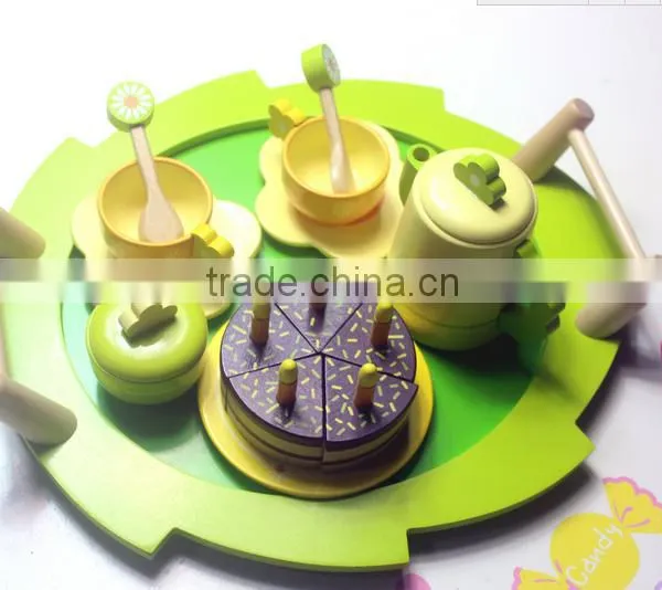 Wooden afternoon tea cake toys kitchen set for kids