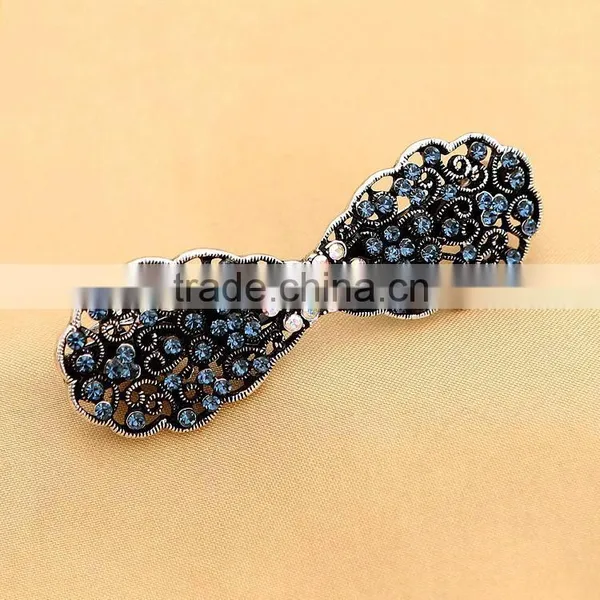 Trendy Hair Barrettes Purple Crystal Rhinestone Bridesmaid Wedding Party Fashion Flower Hair Clip Jewelry photo-4