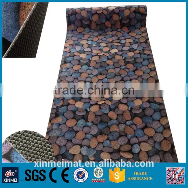 Cobblestone Printed Brushed Fabric Pvc Carpet Roll photo-2
