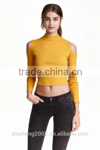 Rib Off-the-shoulder T-shirt