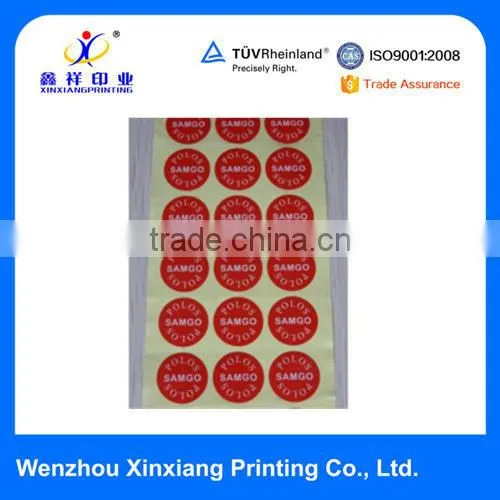 Red Round Printing Label Sticker