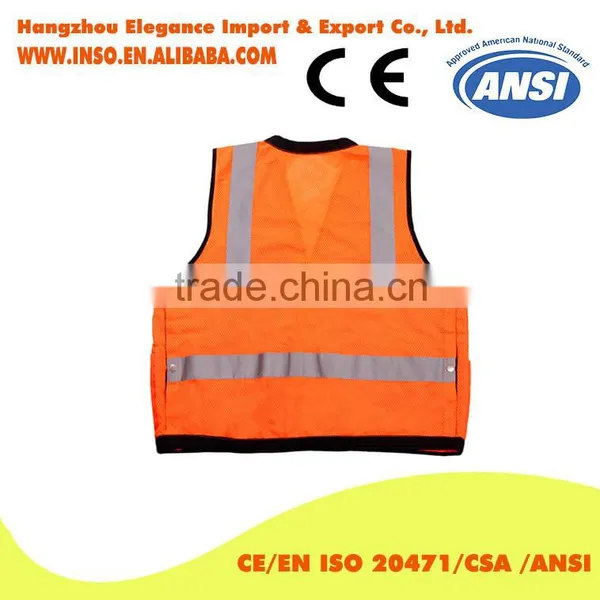 Orange Color Mesh FABRIC High Quality Metal Button Closure Vest photo-2