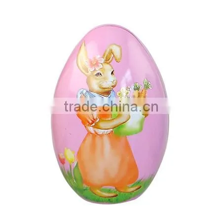 2016 Cute Egg Shape Metal Candy Tin Box Easter Gift Tin Can photo-3