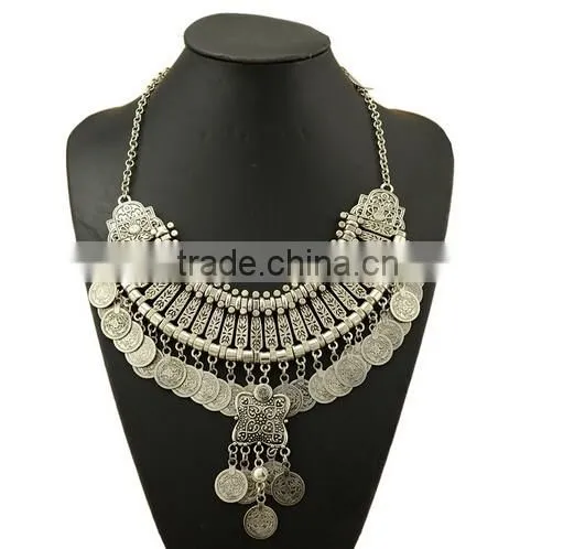 Bohemian Vintage Chunky Punk Tribal Antique Coins Tassels Choker Necklace photo-6
