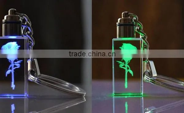 Compact LED 3d Laser Rose Flower Crystal Key Holder photo-3