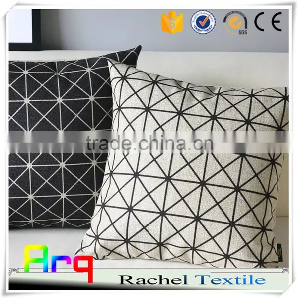 New Design Korean/Japan Modern Style -Black and White Linen Cotton Jacquard Printed Material for Car Cushion Set, Office Cushion