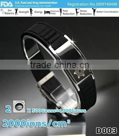 Noproblem FDA Tourmaline Stainless Steel Scalar Energy Casual Frendship Health Charm Fashion Silicone Bracelet photo-3