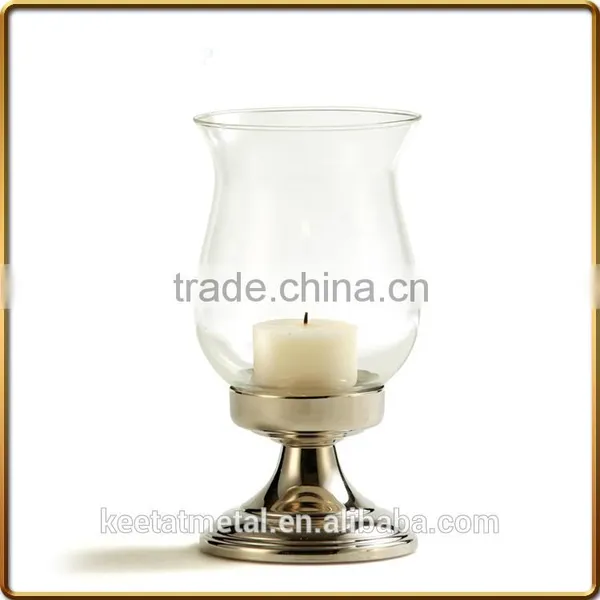 Cold Rolled Steel Hurricane Candle Holder With Clear Glass And Nickel Plated Finishing