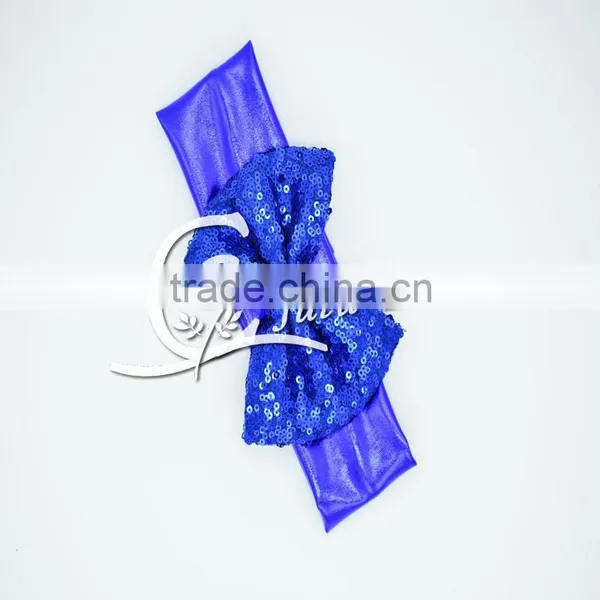 Wholesale Girls Baby Head Wraps Glitter Sequin Bowknot Turban Headwear / European Style Women Stretch Twist Headband / photo-5