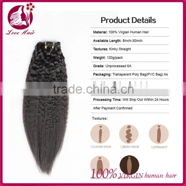 7A Clip In Human Hair Extensions Brazilian Virgin Italian Yaki Kinky Straight Clip In Hair Extensions Love Hair Products photo-2