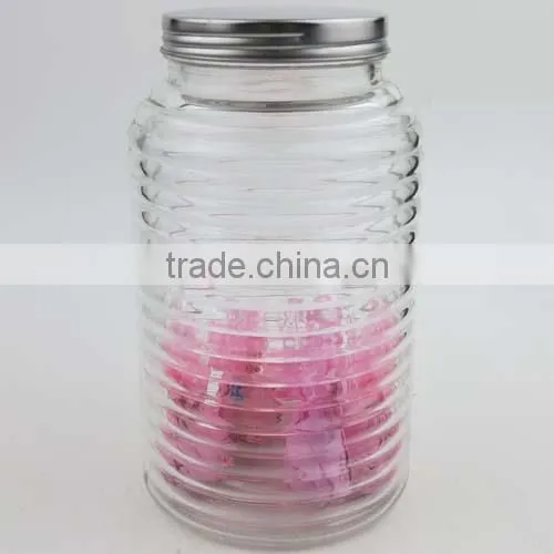 New Design Glass Jar With Metal Cover, Glass Cookie Jar