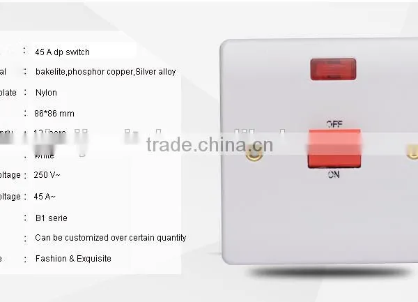 China Supplier 1 Gang 45a DP Light Switchs With Neon photo-2