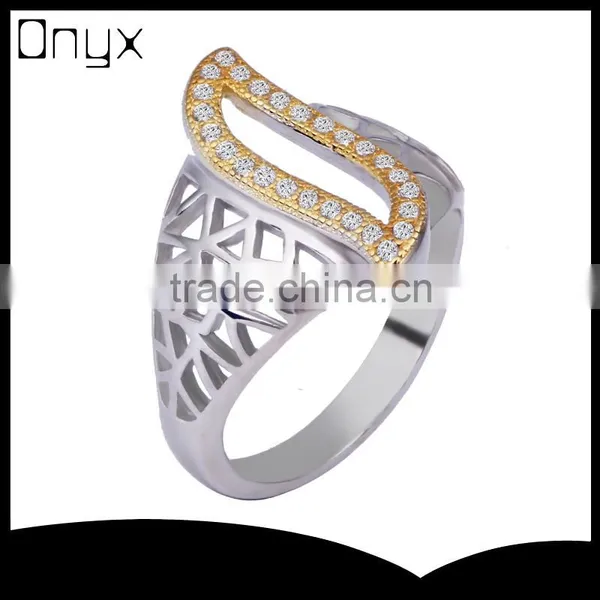 Pure Silver Hollow Out Life of Tree Branches Net Leaf Ring With Gold Plated