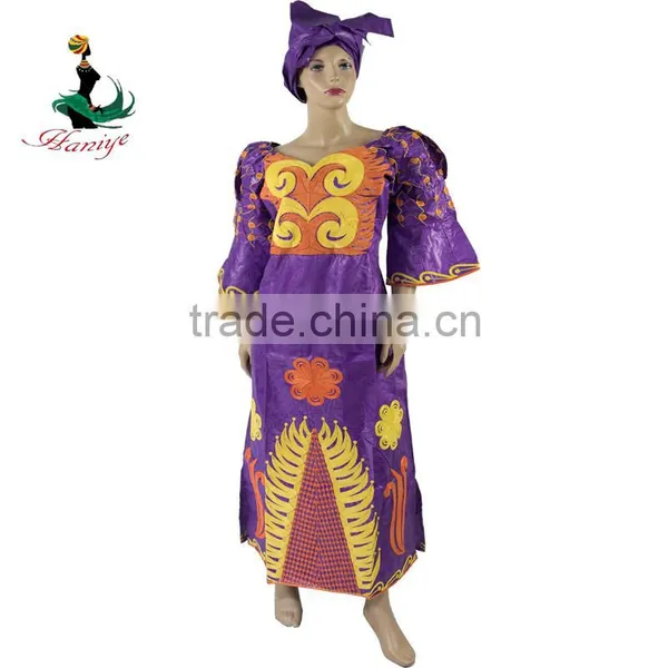 New African Cotton Damask Bazin Riche Dresses Embroidery For Women photo-3