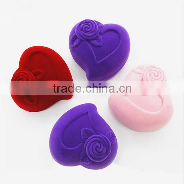 Velvet Ring Box Heart Shaped Ring Box Velvet Jewelry Packaging Boxes photo-2