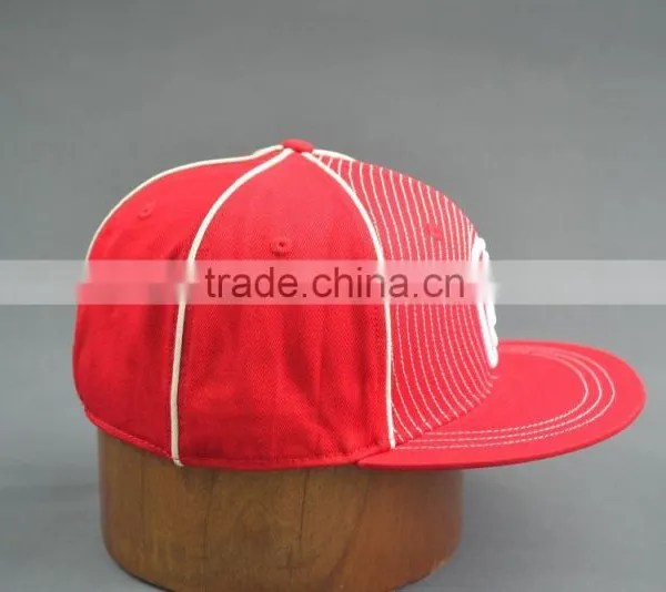 Red Flat Brim Fitted Caps With Custom Logos photo-4