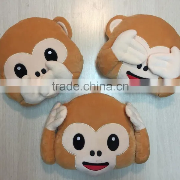 High Quality Monkey Cushion Emoji Plush Pillow Factory With CE Certificate