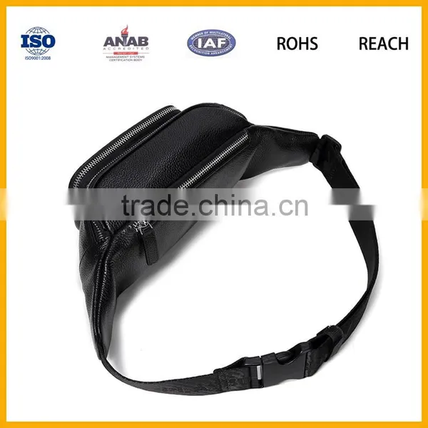 Black PU Leather Hiking Traveling Waist Purse Bag photo-2
