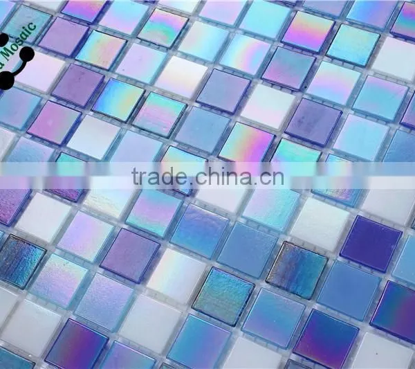 SMH20 Blue Mix Square Mosaic Pattern Glass Mosaic Swimming Pool Bottom Tiles photo-3