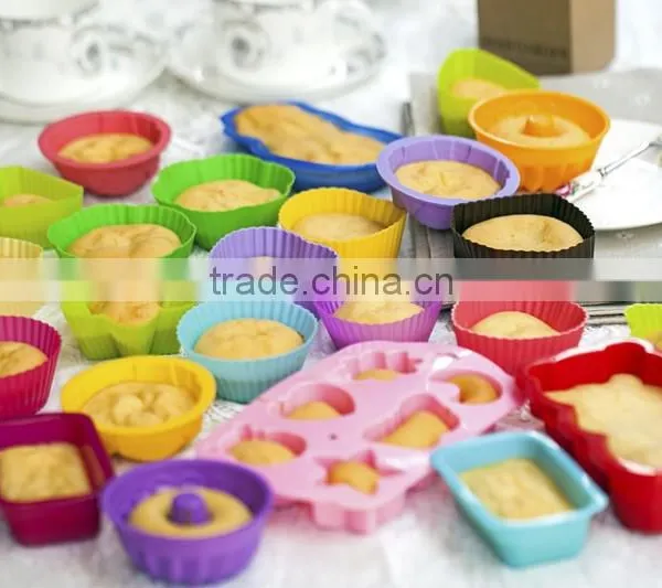 Colorful Like Rainbow Silicone Muffin Cup Multicolor Round Square Mini Dishwasher Mini Microwave Silicone Cake Mold photo-2