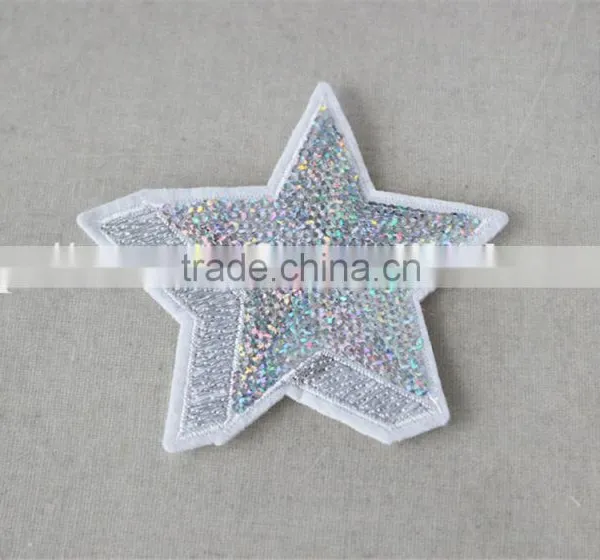Hot Selling Custom 3d Star Pattern Sequin Patch Embroidery Trim Polyester Material for Wholesale photo-2