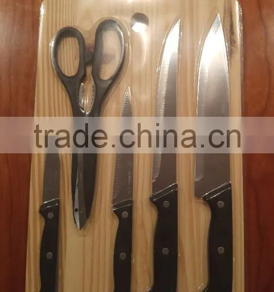 Stainless Steel Knife Set With Scissor With Wooden Cutting Board photo-2