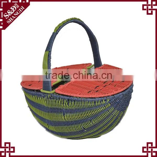 Unique Watermelon Style Plastic Wicker Woven Picnic Basket for Sale photo-2