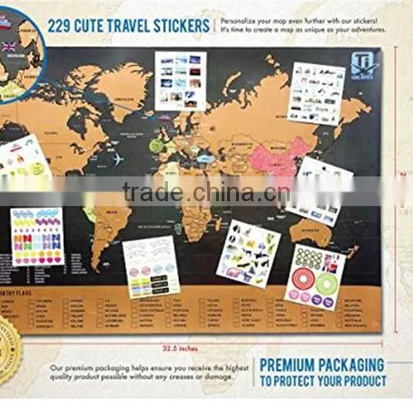 Travel Inspired Scratch Wanderlust Poster Map With 229 Travel Stickers photo-3