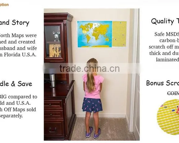 Set of World and US Travel Tracker Maps Scratch Off Places You Visit photo-6