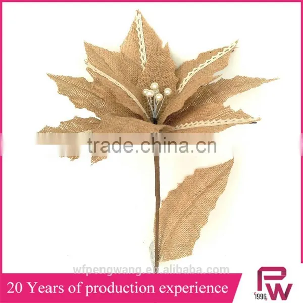 Cheap Price Linen Poinsettia Christmas Decorations photo-2