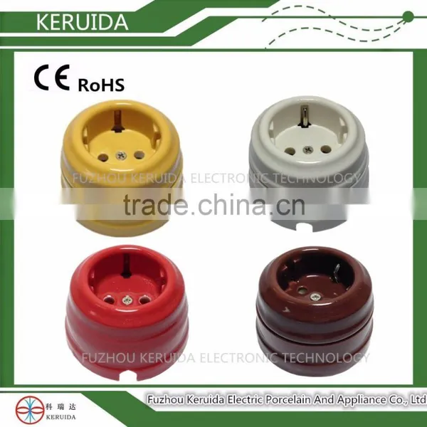 Retro Porcelain Junction Box With Rubber Plug/ceramic Wall Socket & Light Switch photo-6