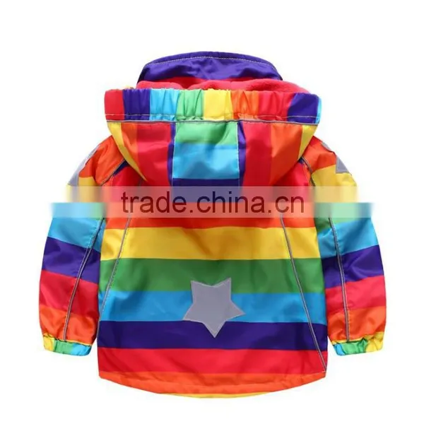 Wholesale Boys Rainbow Color Windproof Winter Coats Boy Cotton-padded Clothes With Zipper photo-2