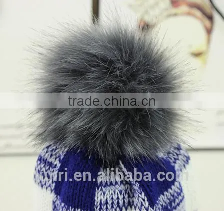High Quality Winter Warm Hot Fashion Lady Thicken Beanies Knit Winter Hat Cap With Faux Fur Ball photo-6