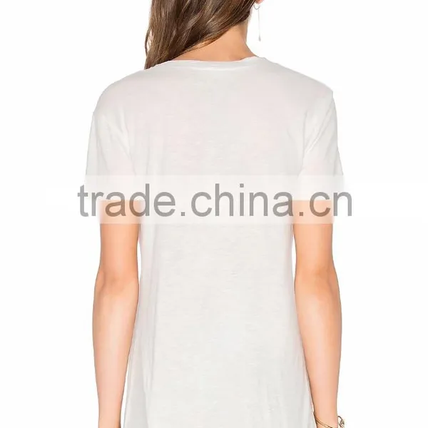 2017 Guangzhou Shandao Casual Summer 180g 100% Cotton Plain Dyed Wholesale Women Short Sleeve White T Shirt photo-3