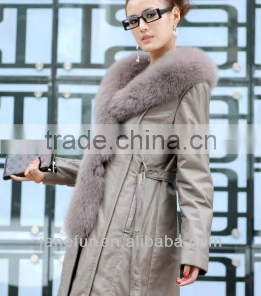 Sheep Leather Coat With Fox Fur Collar /leather/garment/fur
