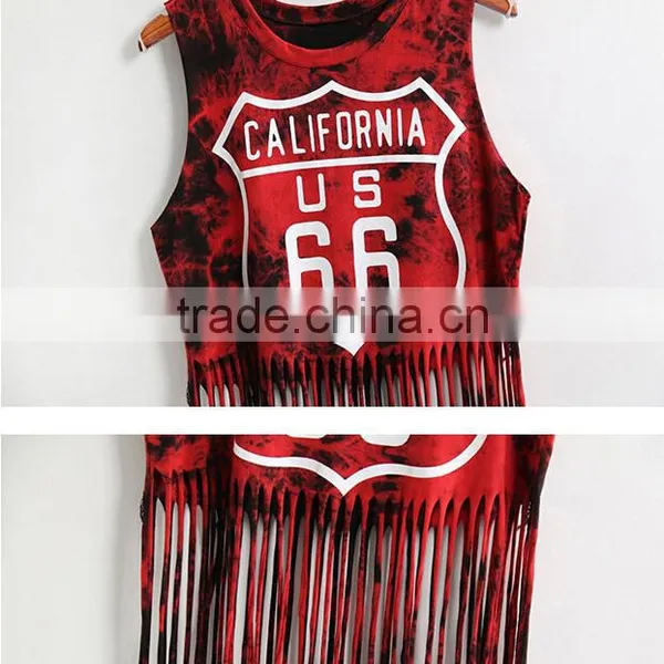 Custom Ladies Sleeveless Sports Wear Sexy Tank Tops Clubwear For Women Tassels For Garments photo-6