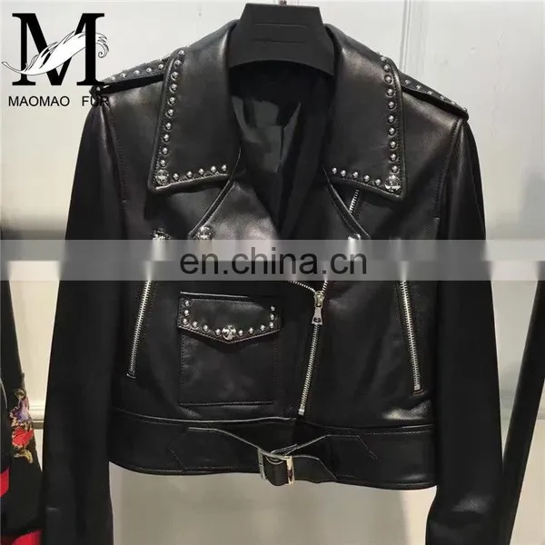 Genuine Cheap Ladies Leather Jacket For Girls Black Color Cool Style Fancy Leather Jacket photo-6