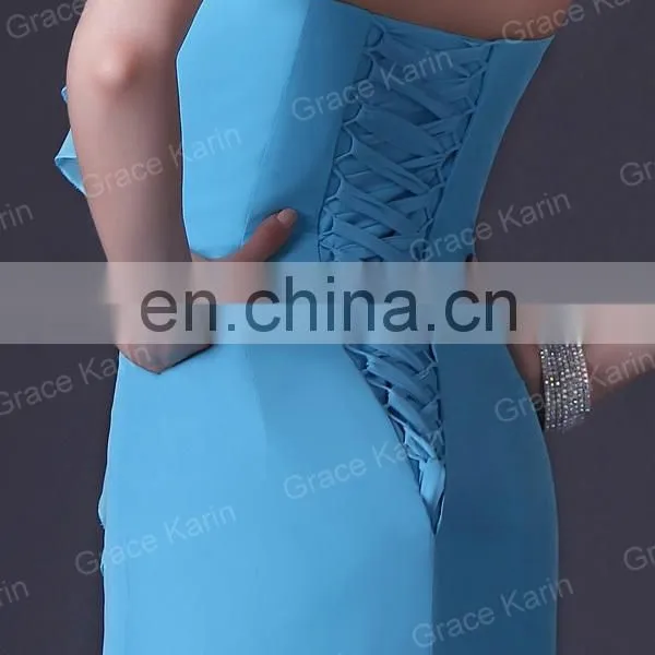 Grace Karin Stock Short Blue Bridesmaid Party Dresses CL3468 photo-5