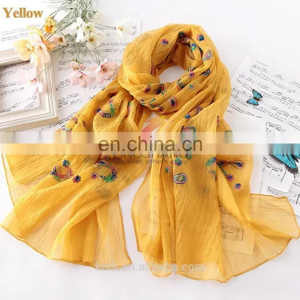 Fashion Embroidered Shawls Flower Muslim Hijab Scarf Female Artesanato Embroidery Wrap photo-2
