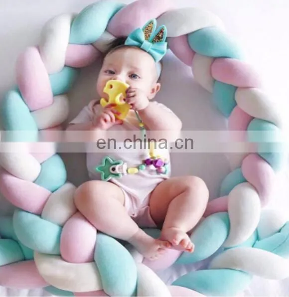 Knot Cushion,Crib Baby Bumper Cot Braid Pad Protector Braided Knot Pillow