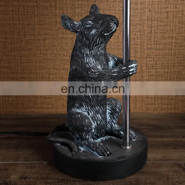 New Design Cute Animal Mouse Shape Hotel Retro Bedside Lights With Linen Lampshade photo-7
