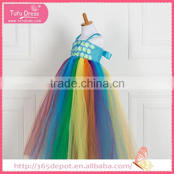 Floor Length Dress Multi Color Fluffy Dress With Rosette Decorated Gauze Dress Halloween Costume Supplier's Choice photo-2