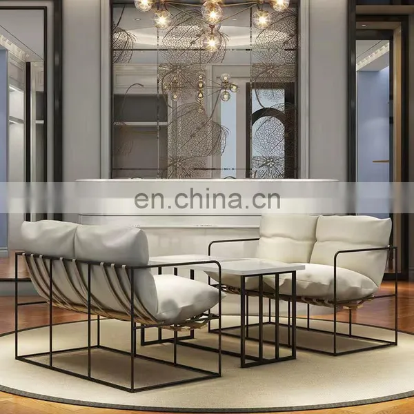 Nordic Light Luxury Simple Modern Sofa Set Furniture Industrial Coffee Shop Commercial Living Room Sofa Leisure Sectional Sofa photo-4