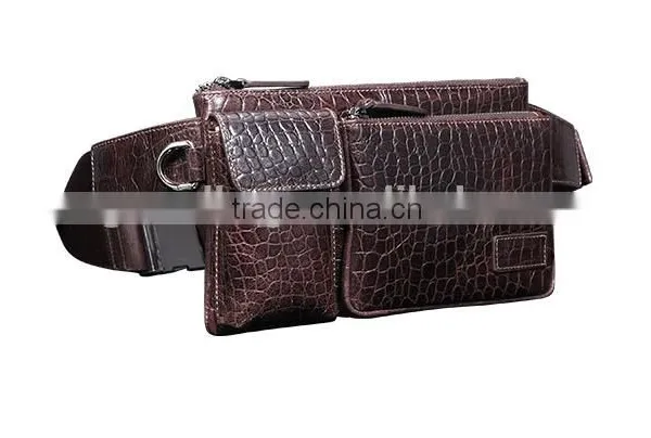 Good Quality Sport Crocodile Pattern Cow Leather Chest Pack Fashion New Style Waist Bag Leisure Single Shoulder Bag for Men photo-4