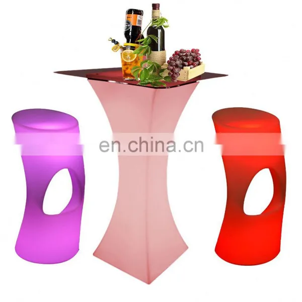 KTV Table and Chair Set /Led PE Light Up Chair for Restaurant Discotheque Pub Used Glowing Bar Table photo-2